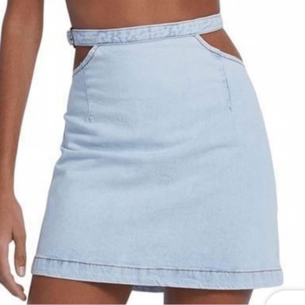 WeWoreWhat indigo denim cut out skirt